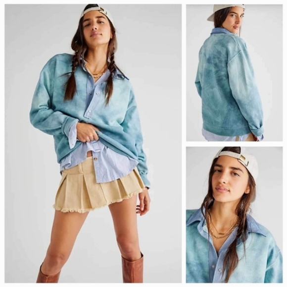 Free People Tops - NWOT Free People x Tricia Fix Denim Collar Shirt Xsmall